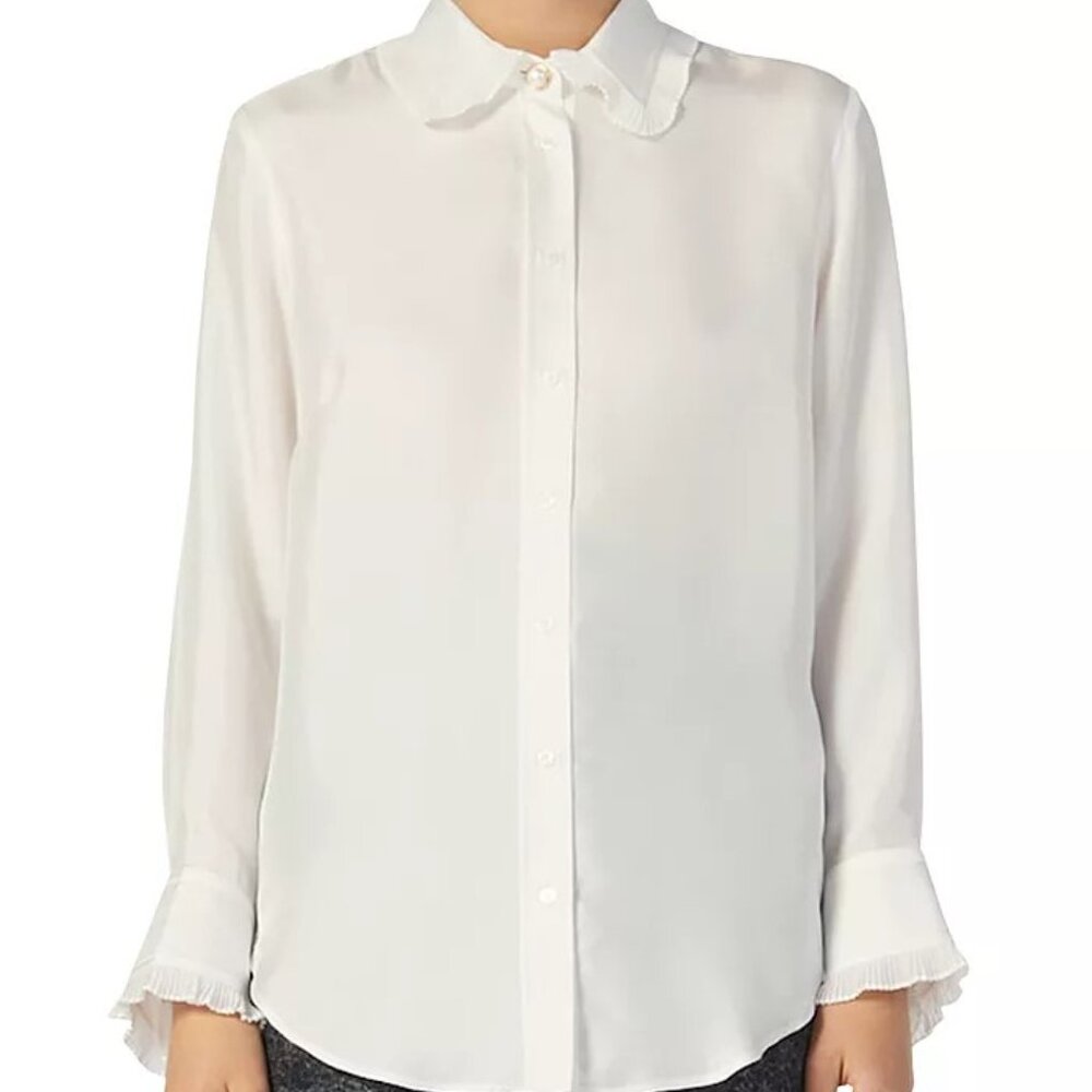 Sandro Taina Ruffled Silk Blouse
